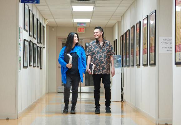 Students walking in hallway